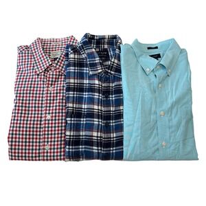 Bundle J. Crewā Mens Large Long Sleeve Button Down Shirts Plaid Classic Slim
